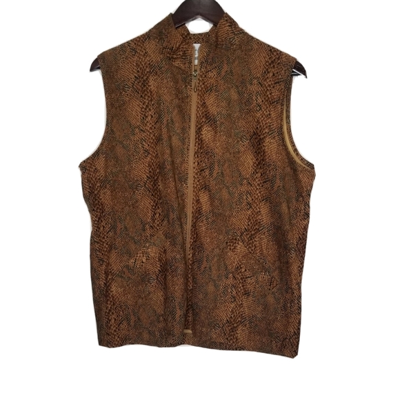 Cafe au Lait Canada Women’s Zip Vest Sleeveless Animal Print Size M - Picture 3 of 9